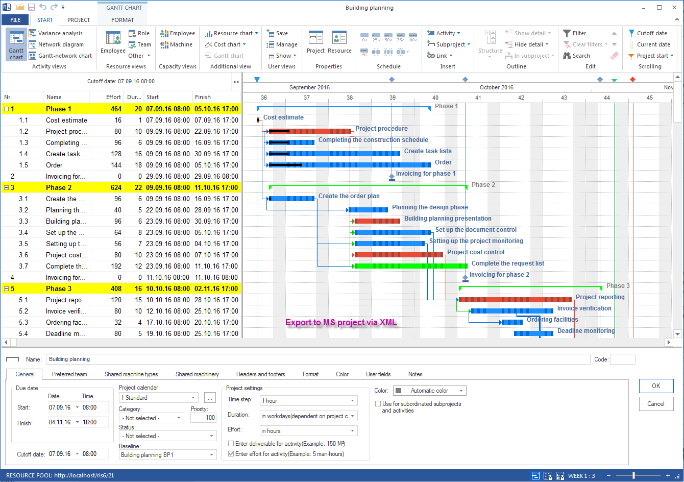 Export to MS Project