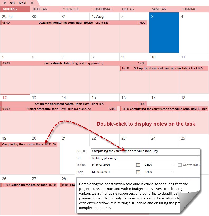 Employee calendar