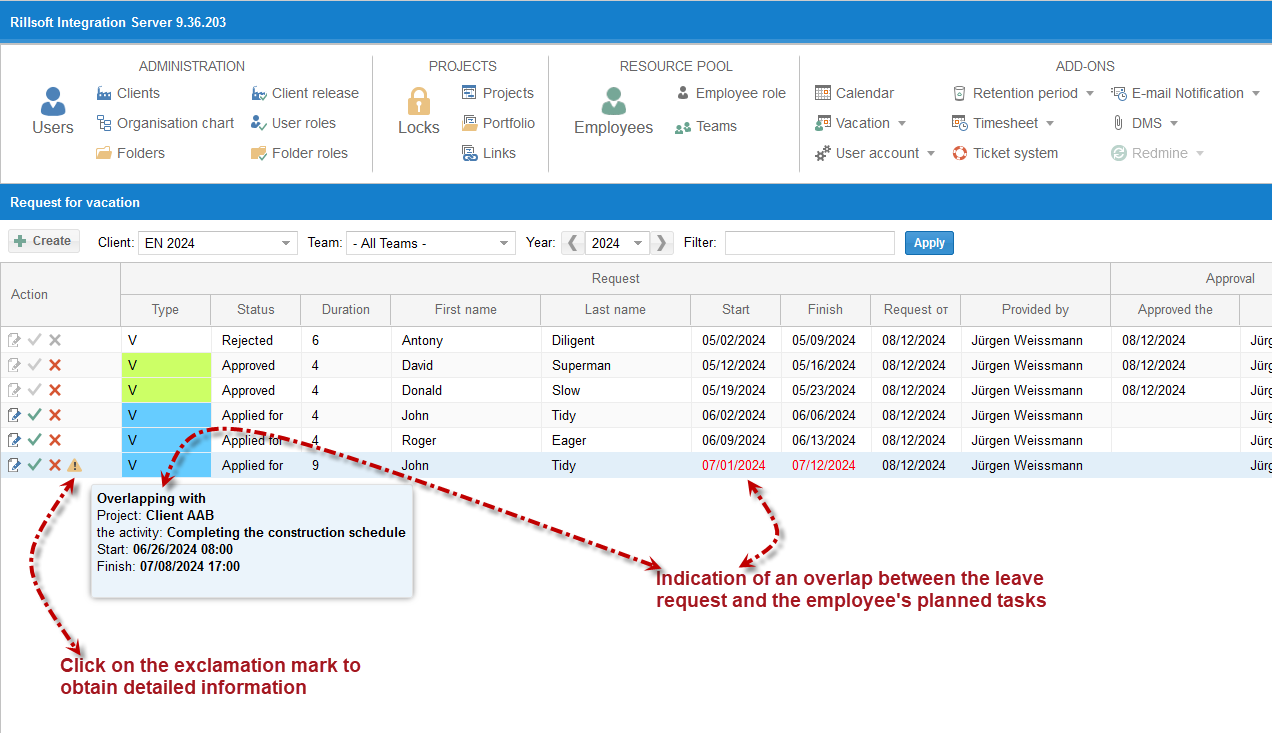 Vacation planning software